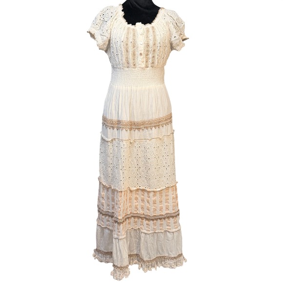 Me 2 Magic Dresses & Skirts - ME 2 Magic Anthropologie Maxi Dress XL Smocked Milkmaid Cottage Core 100% Cotton